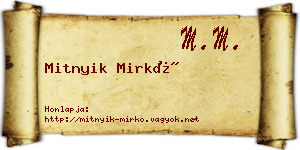 Mitnyik Mirkó névjegykártya